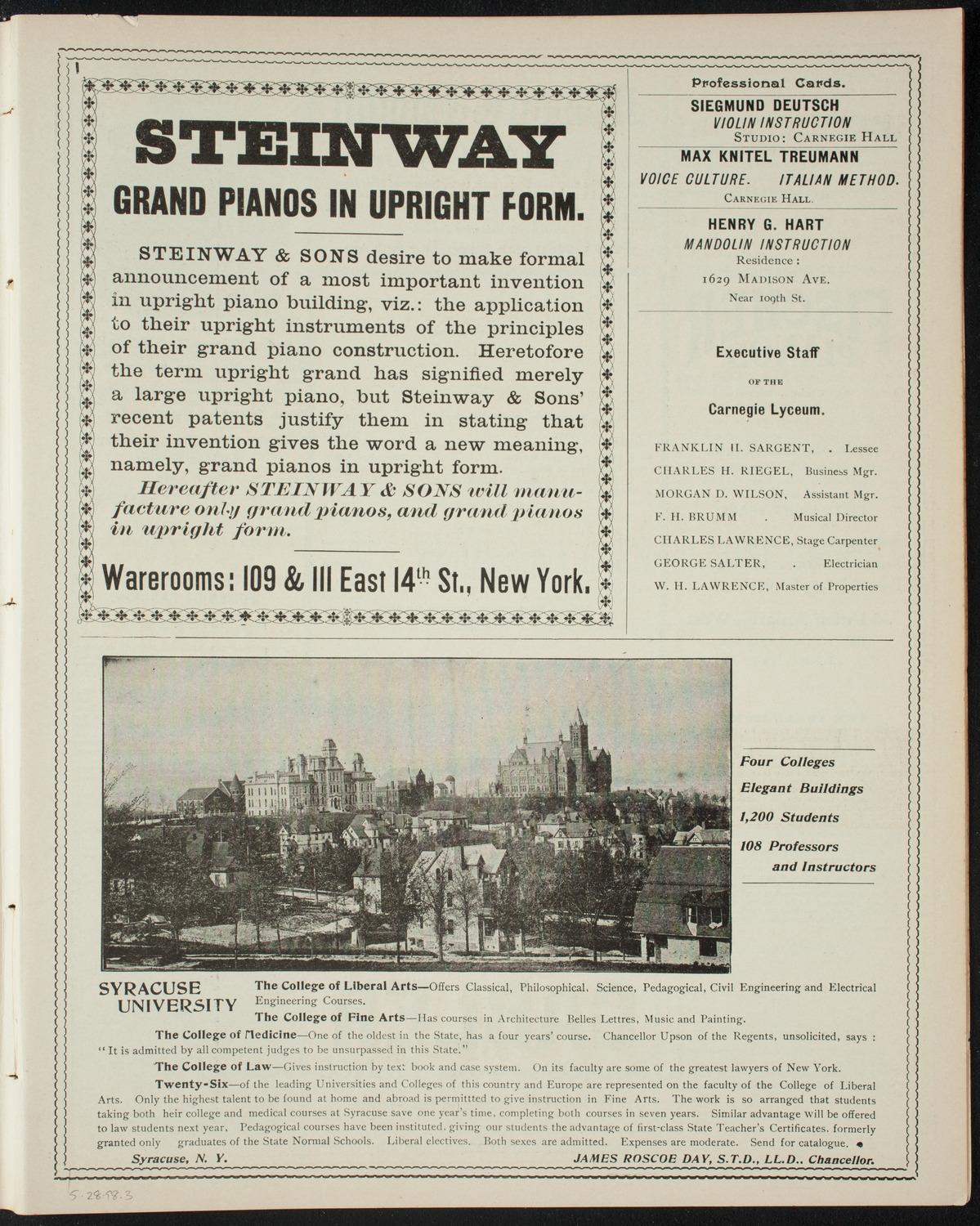 Marti Charity Association Benefit for Helpless and Destitute Cubans of New York, May 28, 1898, program page 5