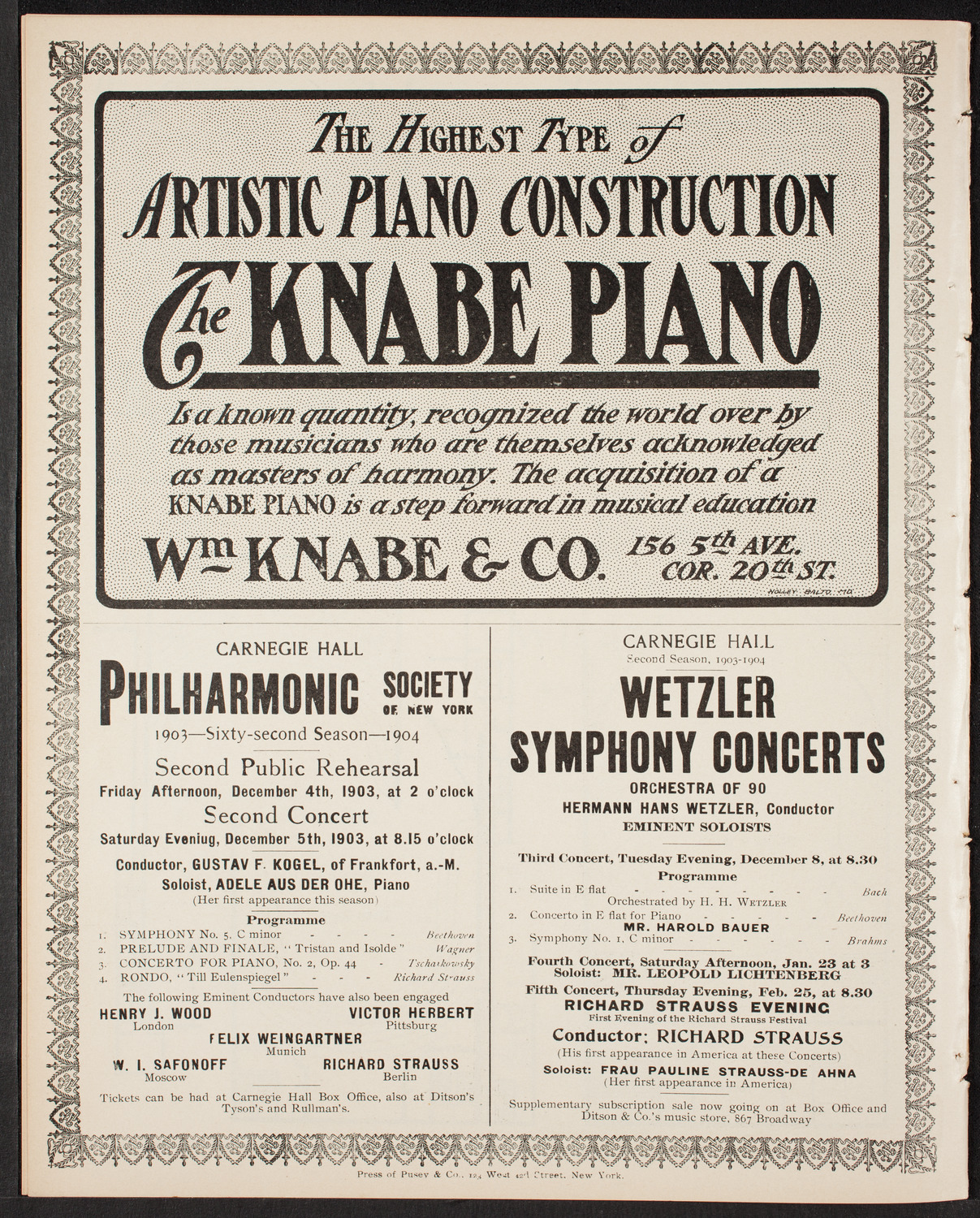 New York Symphony Orchestra, November 29, 1903, program page 12