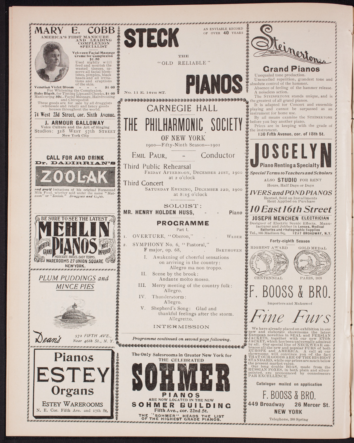 New York Philharmonic, December 21, 1900, program page 4