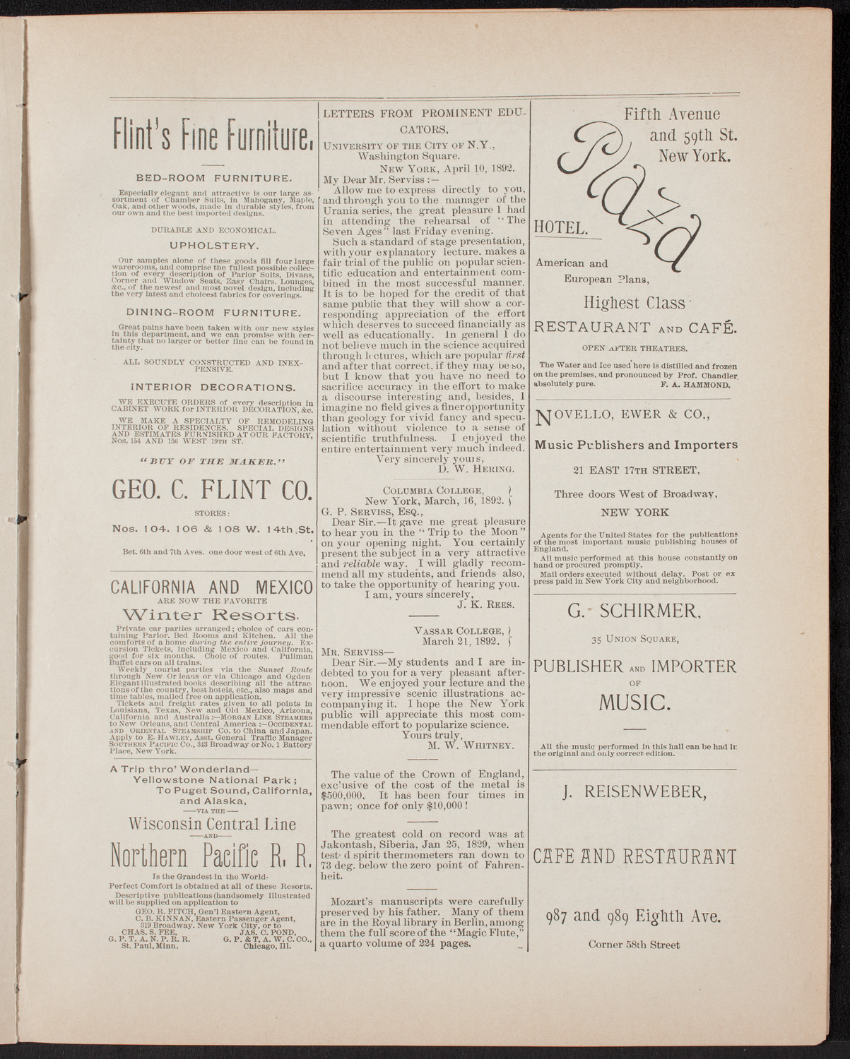 Oratorio Society of New York: Handel Festival, April 30, 1892, program page 9