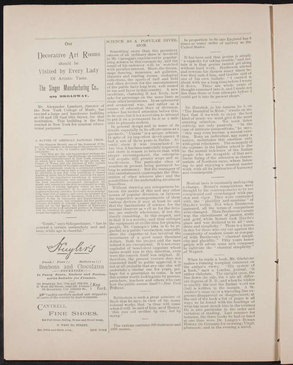 Urania Scientific Theatre, May 2, 1892, program page 4