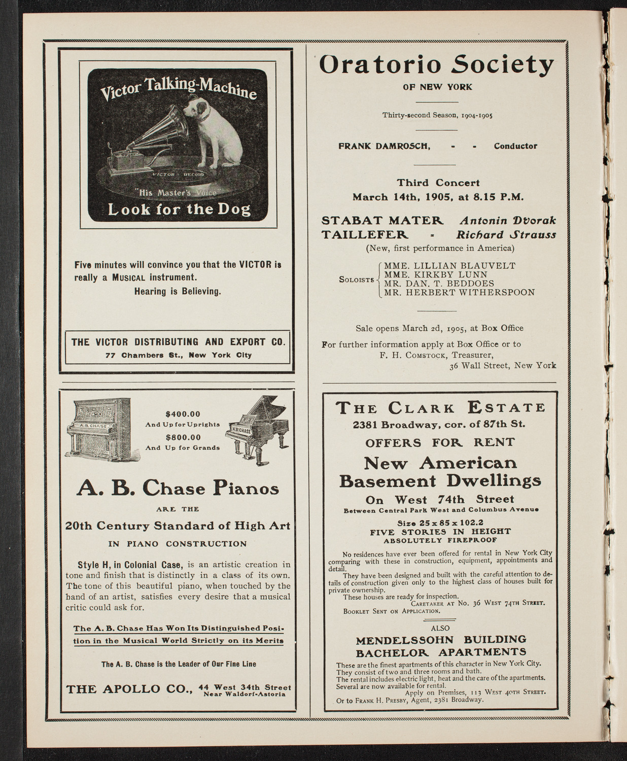 Josef Hofmann, Piano, and Fritz Kreisler, Violin, February 12, 1905, program page 2
