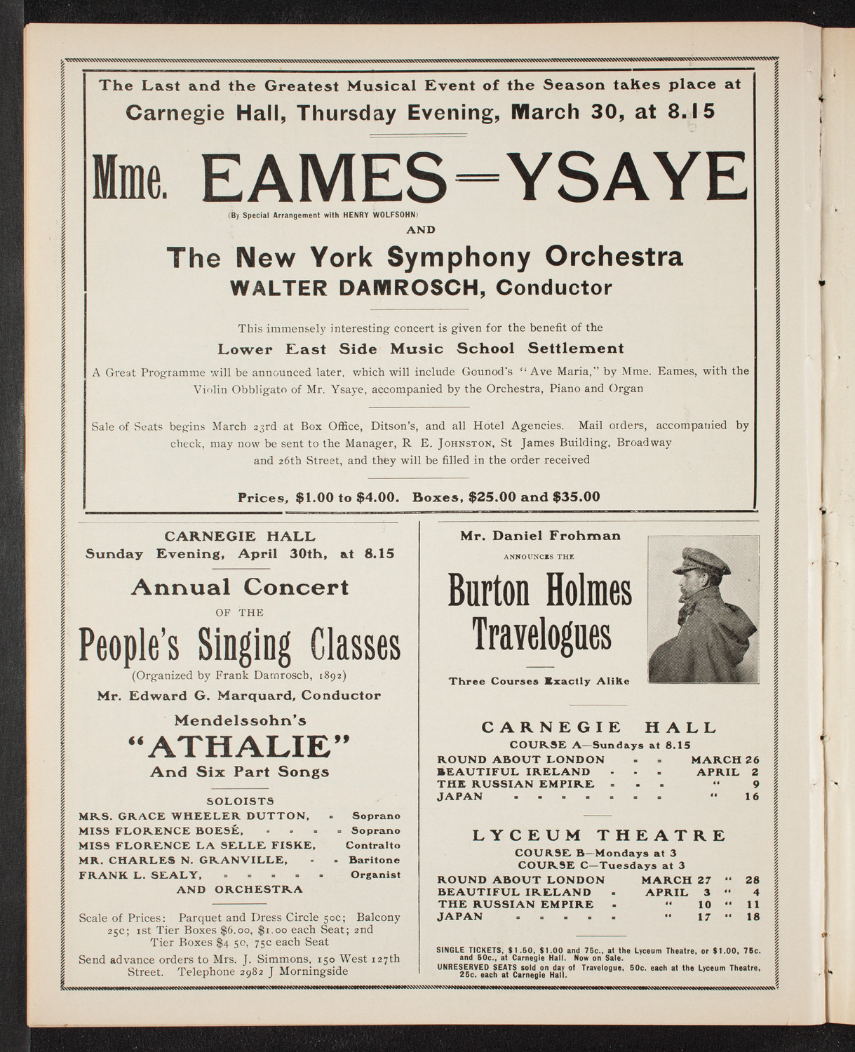 Burton Holmes Travelogue: Round About London, March 26, 1905, program page 10