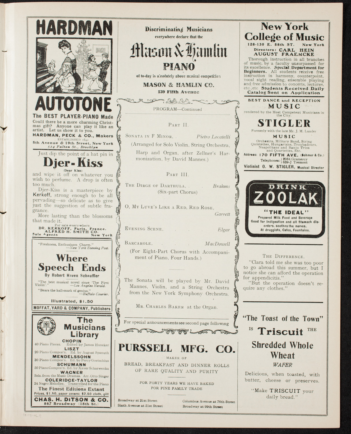 Musical Art Society of New York, December 13, 1906, program page 7