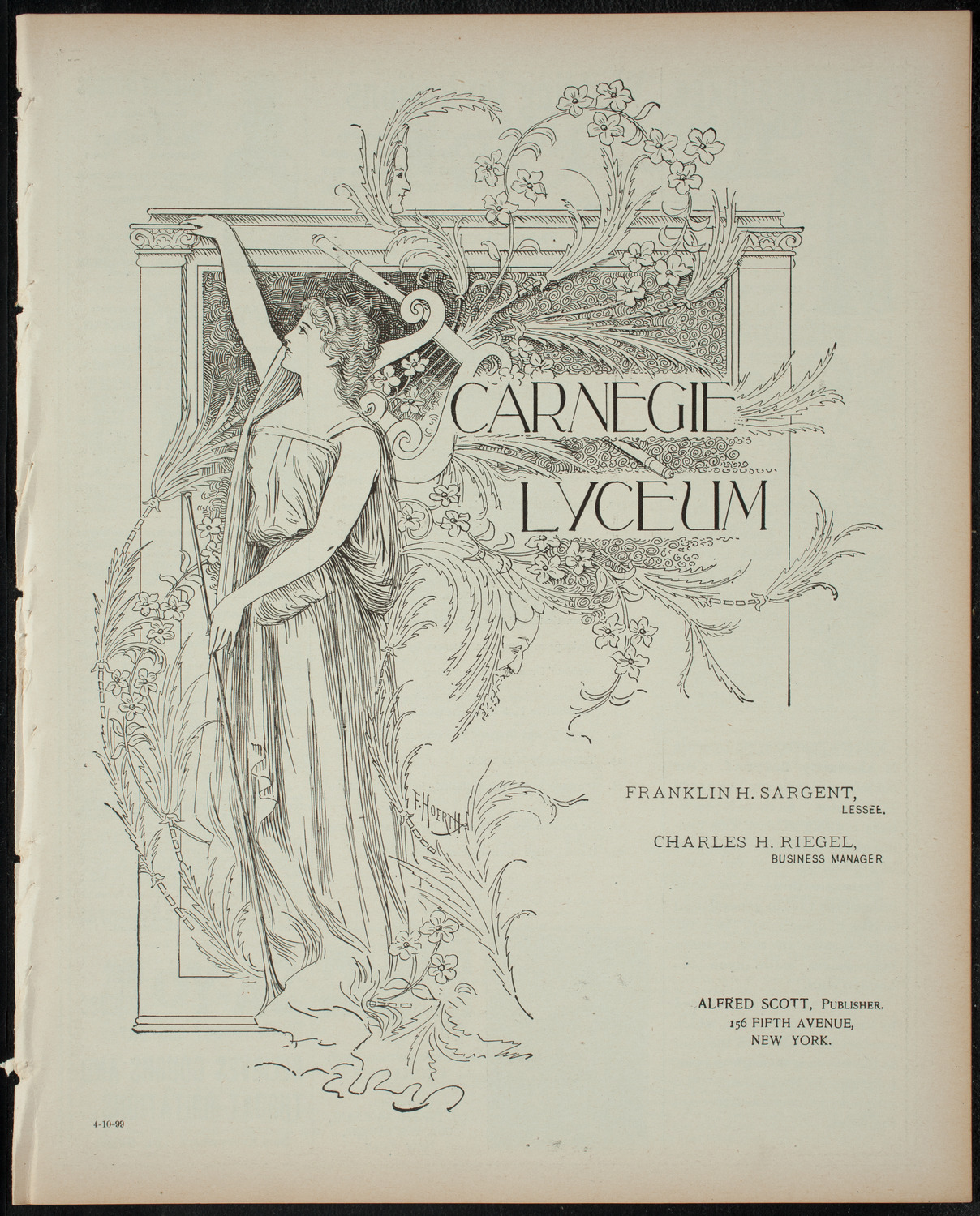 Alice in Wonderland, April 10, 1899, program page 1