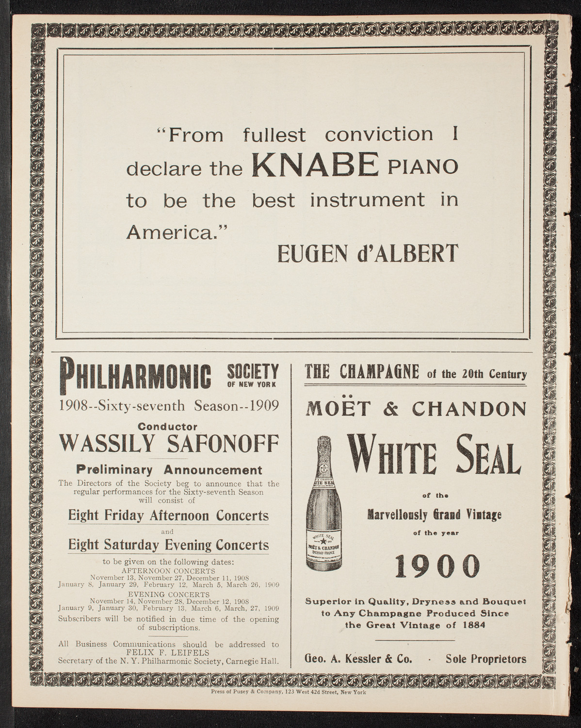 Oratorio Society of New York, April 16, 1908, program page 12