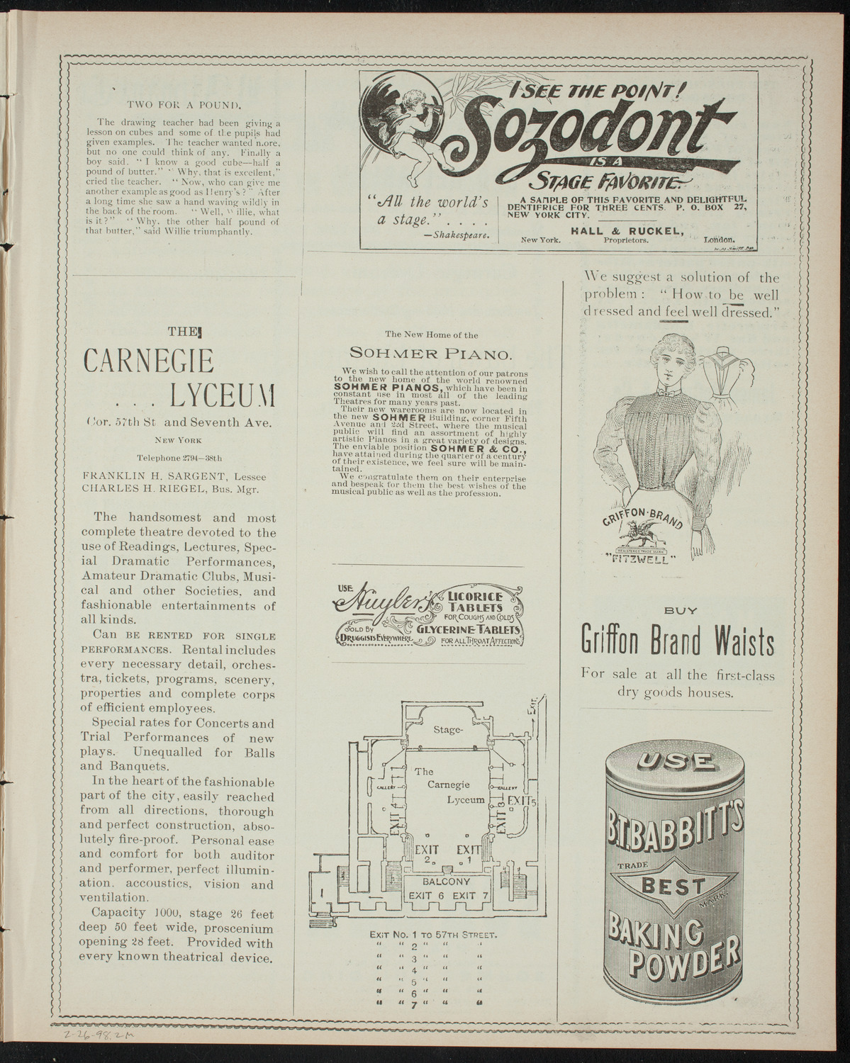 Comparative Literature Society Saturday Morning Conference, February 26, 1898, program page 3