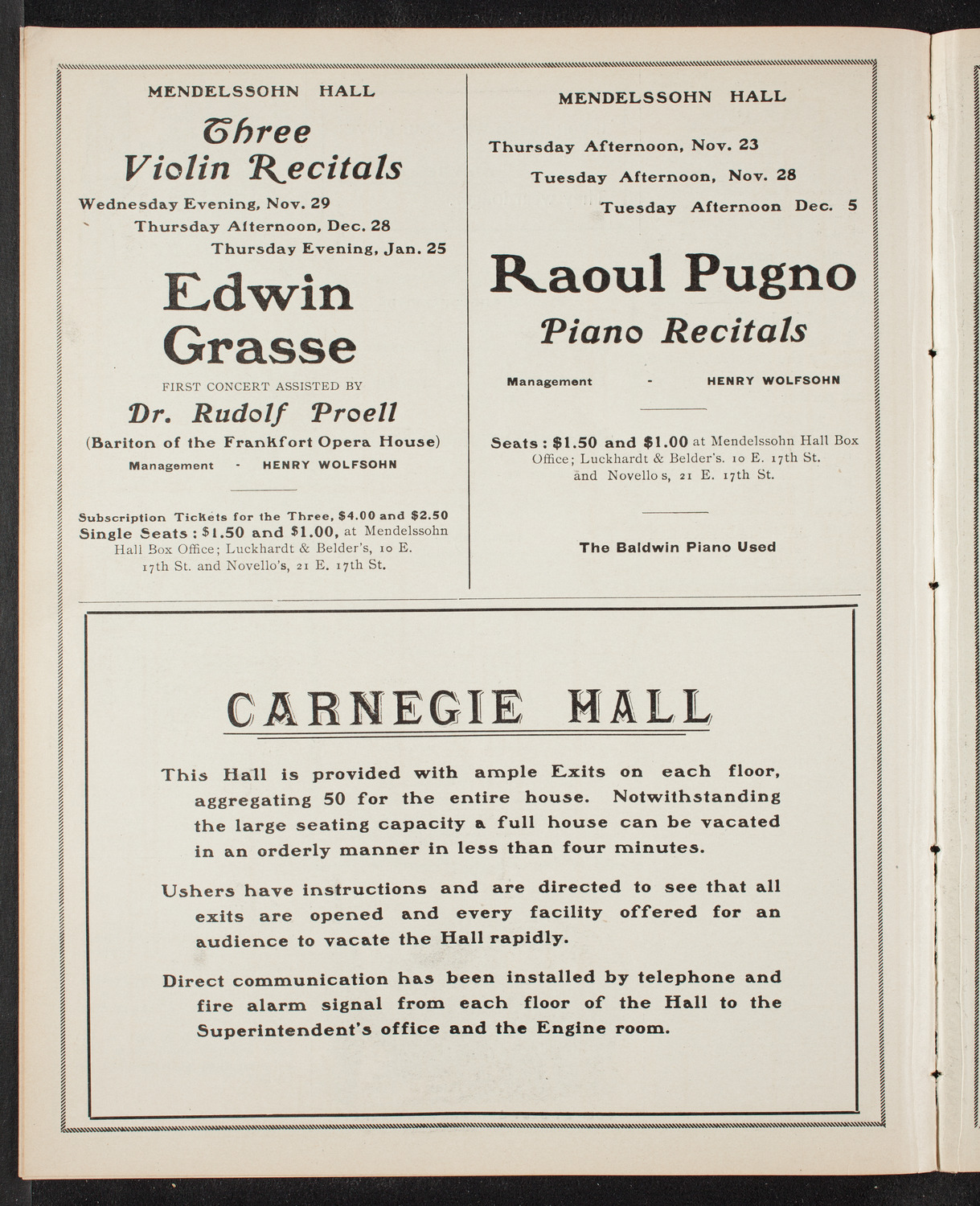 Marie Hall, Violin, November 22, 1905, program page 10