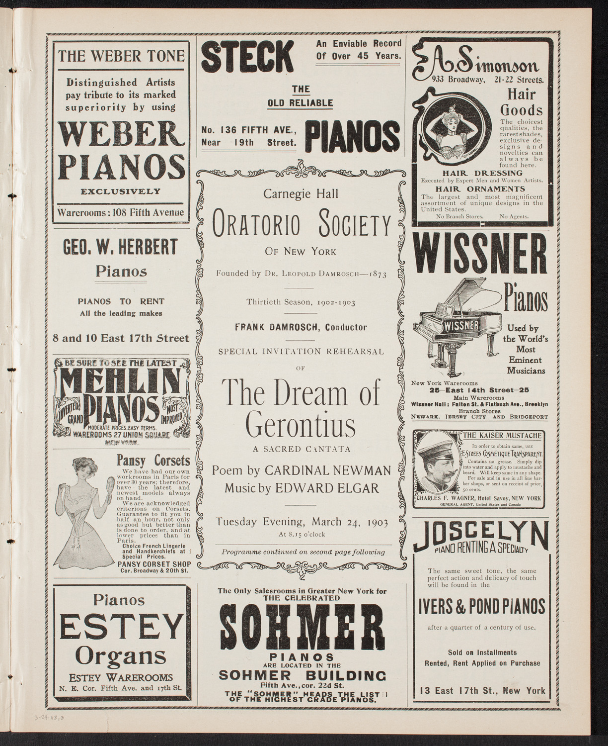 Oratorio Society of New York, March 24, 1903, program page 5