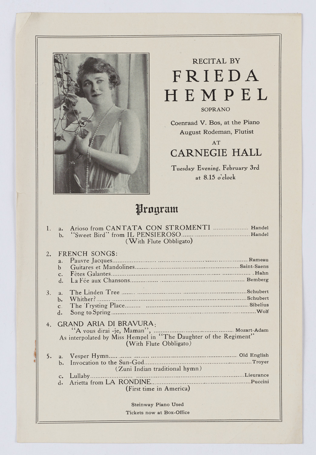 Frieda Hempel, February 3, 1920