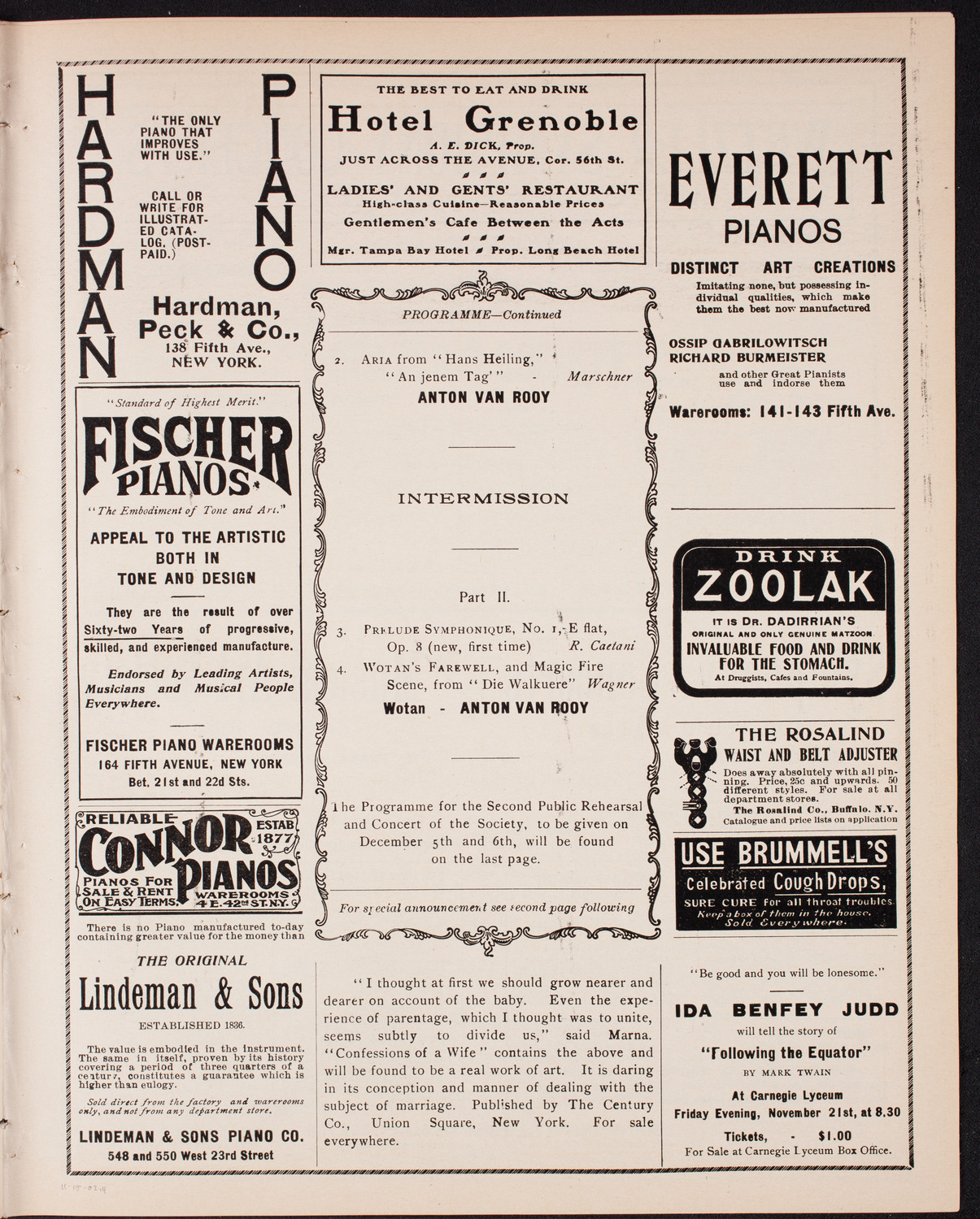 New York Philharmonic, November 15, 1902, program page 7