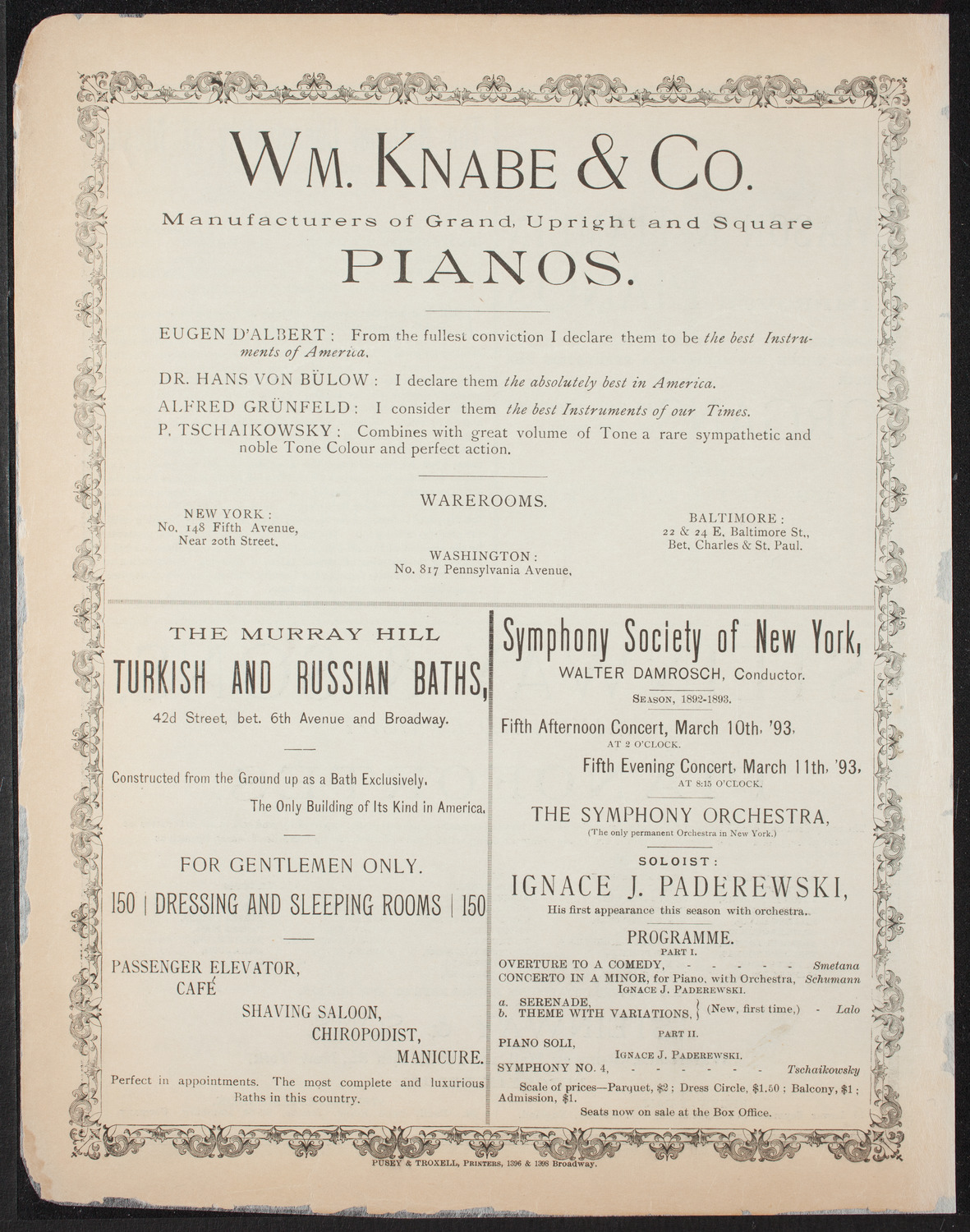 Frederic Dean Explanatory Lecture, March 9, 1893, program page 4