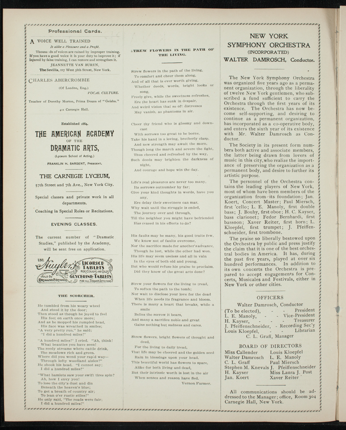 Benefit: Post-Graduate Hospital of New York, January 28, 1897, program page 2