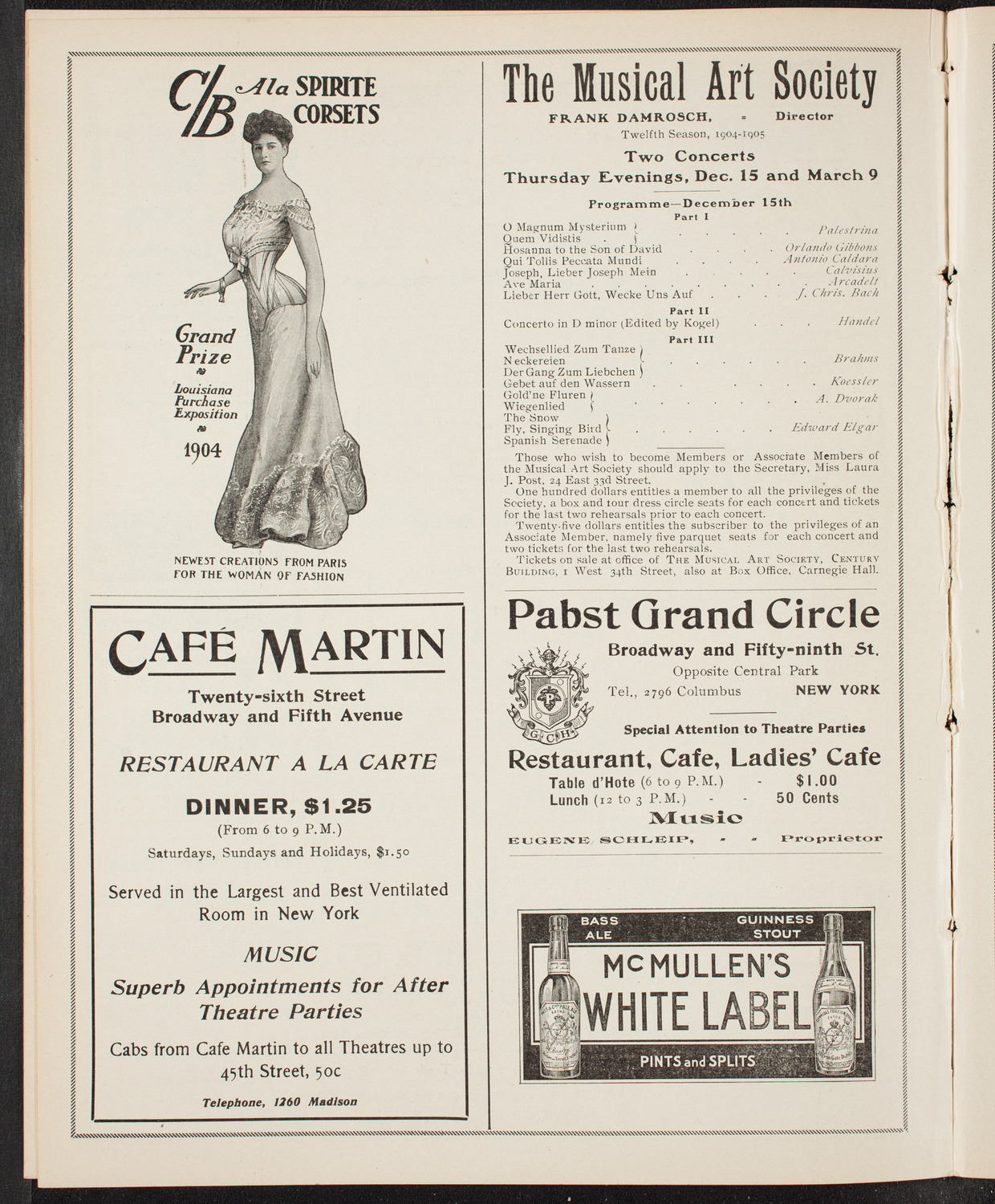 New York Philharmonic, December 3, 1904, program page 8