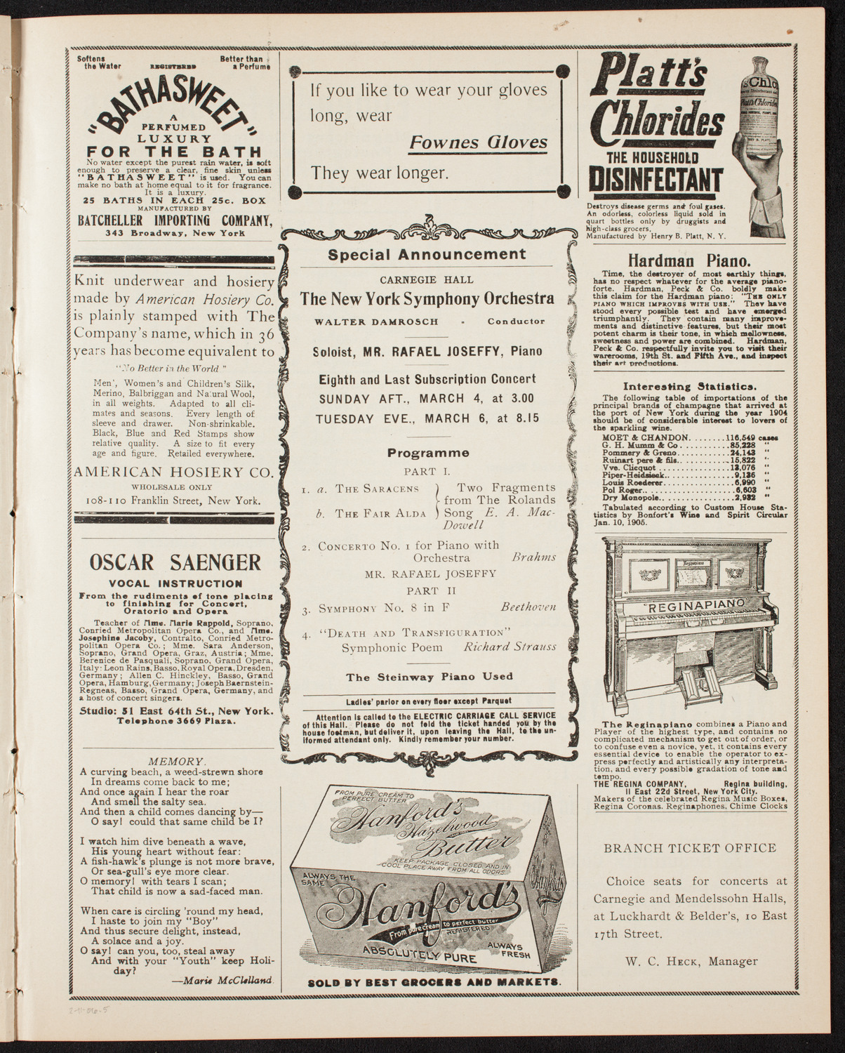 New York Symphony Orchestra, February 11, 1906, program page 9