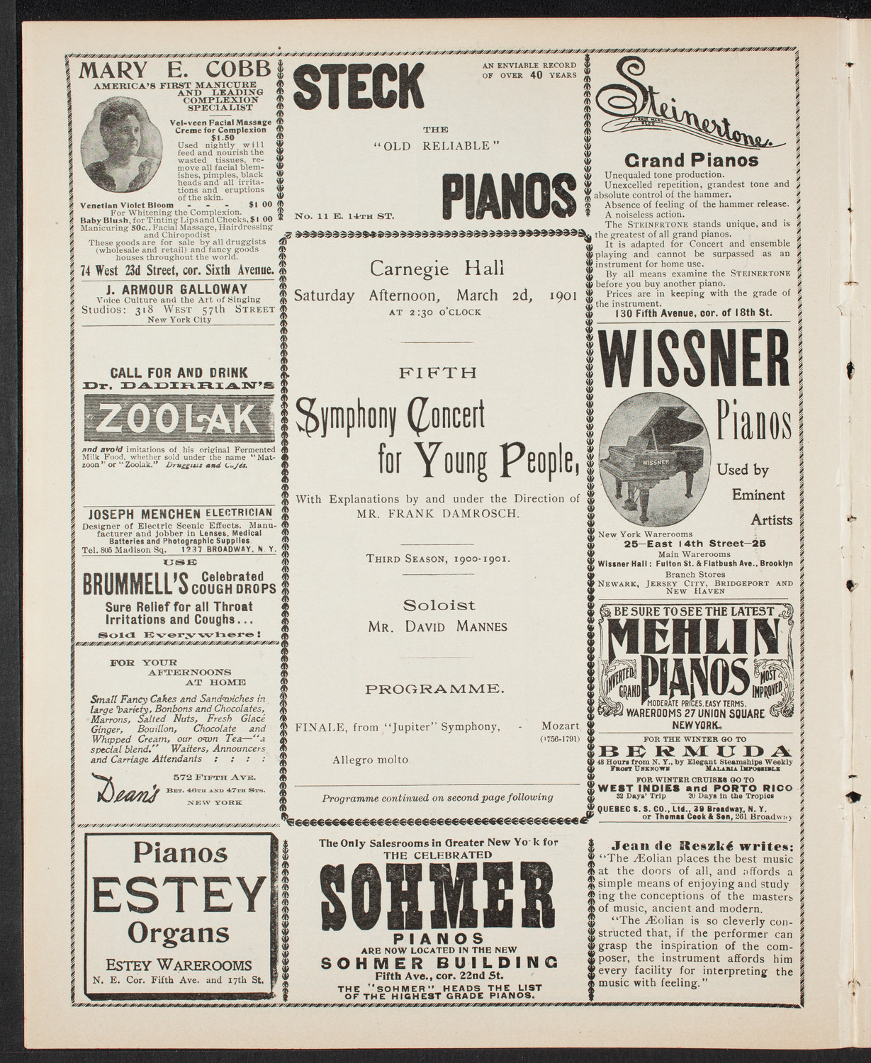 Symphony Concert for Young People, March 2, 1901, program page 4