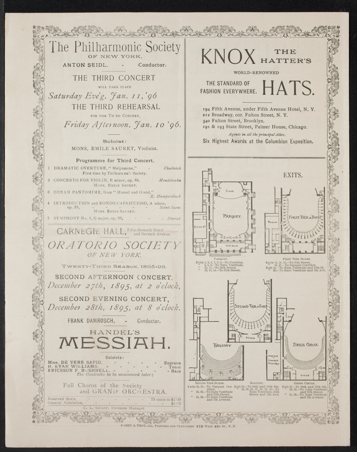 New York Philharmonic, December 13, 1895, program page 4