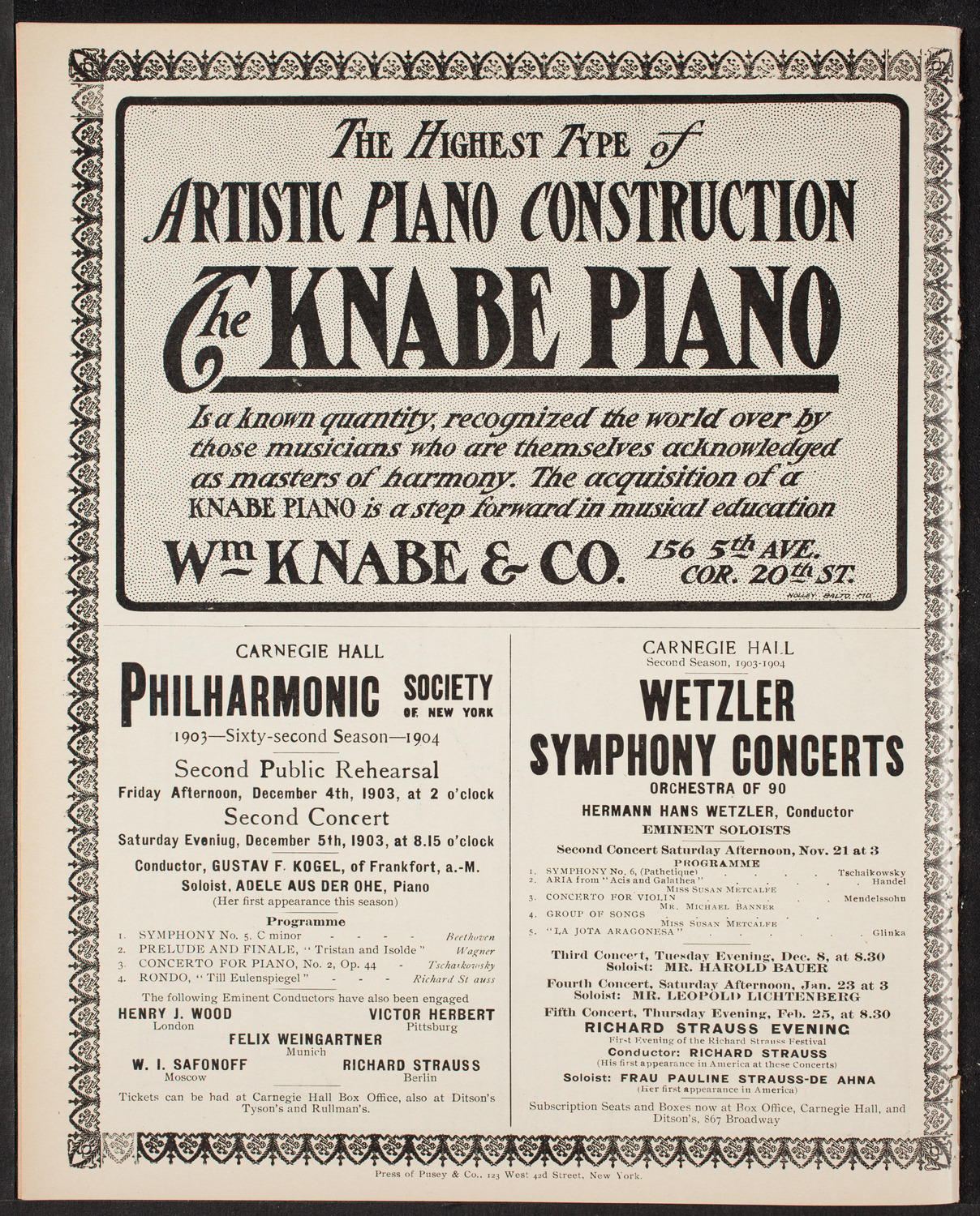 New York Philharmonic, November 14, 1903, program page 12