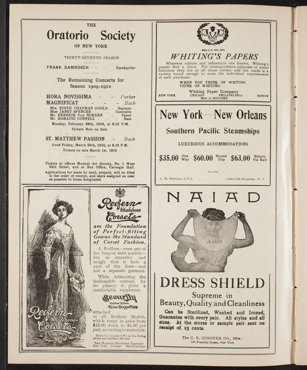 New York Philharmonic, February 18, 1910, program page 2