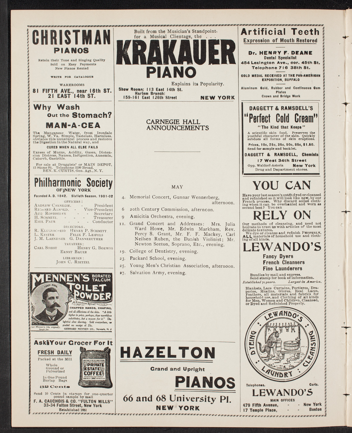 David Bispham, Baritone, April 27, 1902, program page 2