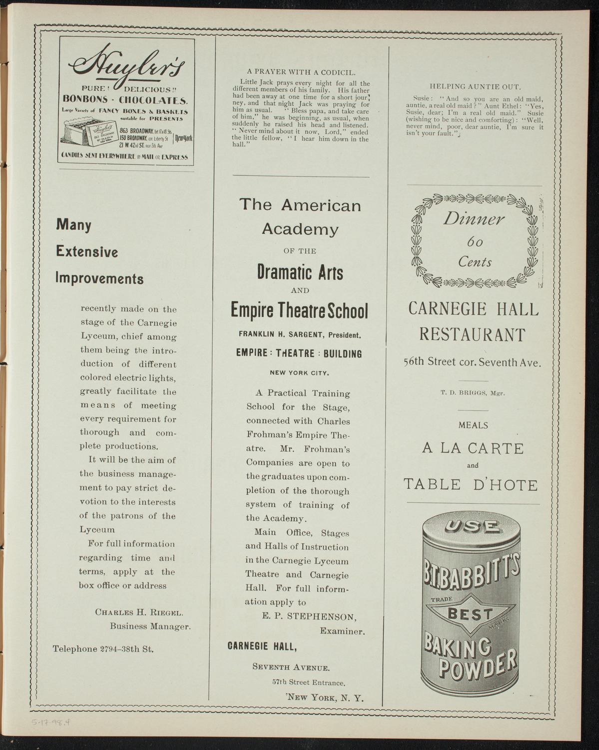 Graduation: New York School of Expression, May 17, 1898, program page 7
