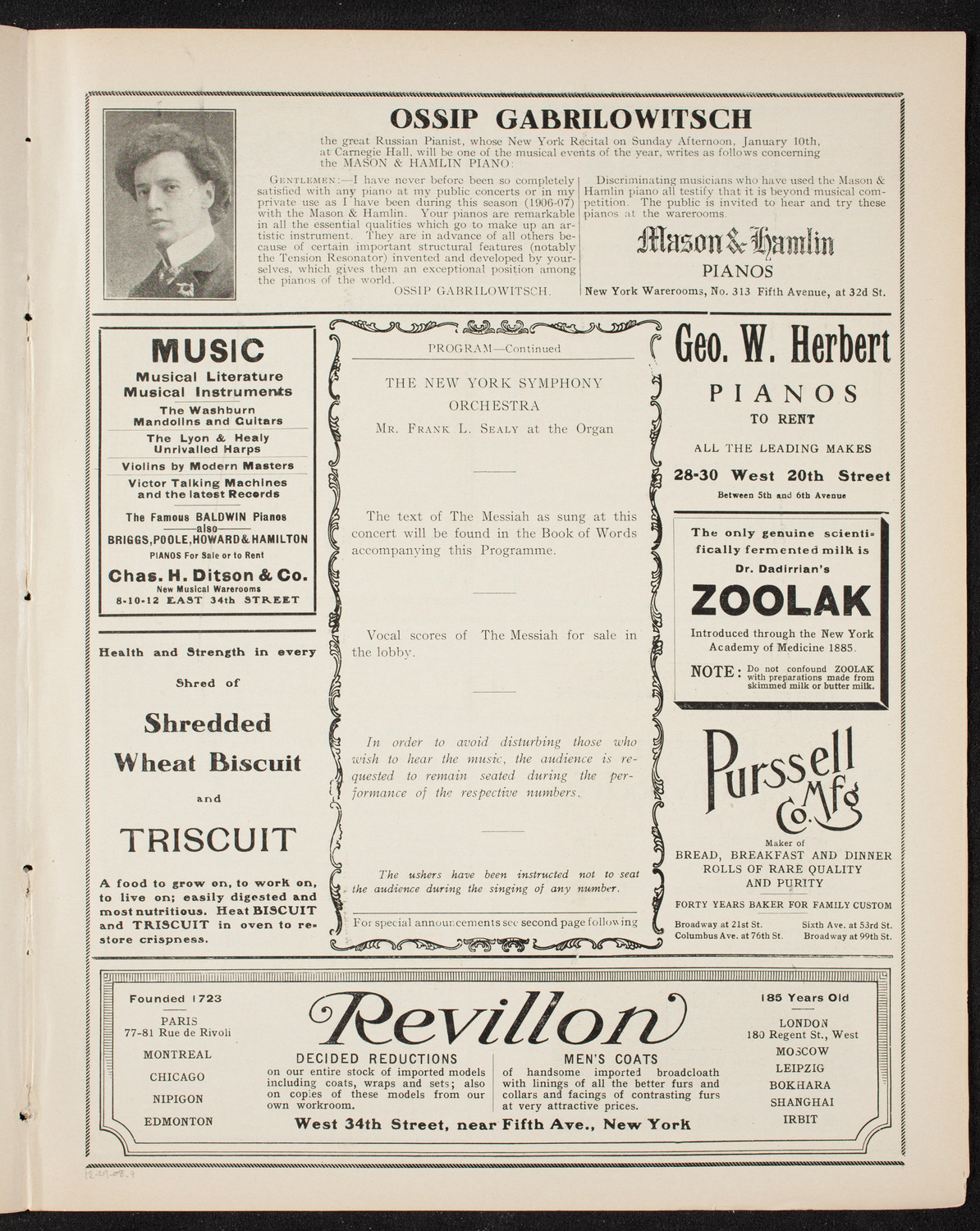 Oratorio Society of New York, December 29, 1908, program page 7