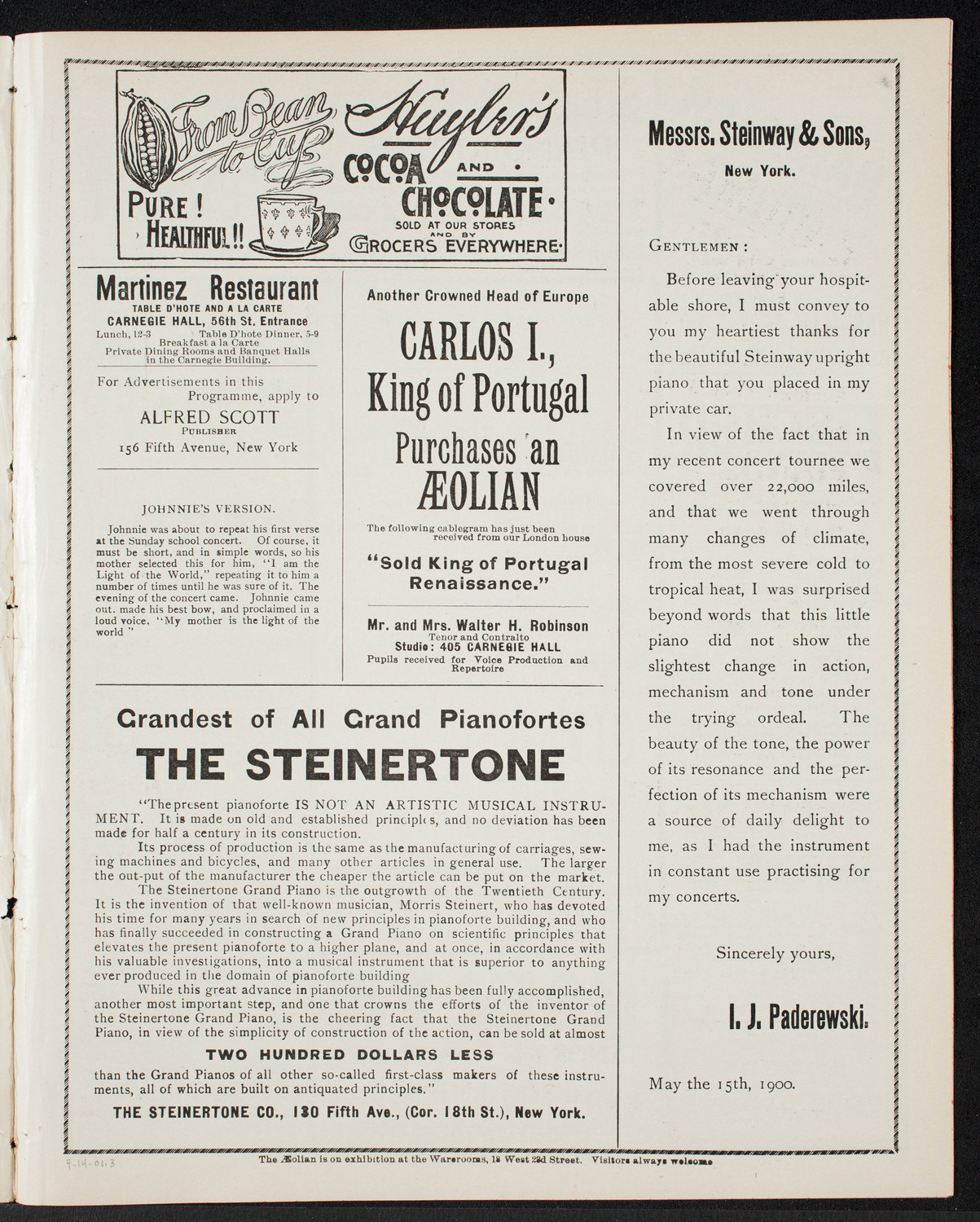 David Bispham, Baritone, April 14, 1901, program page 5