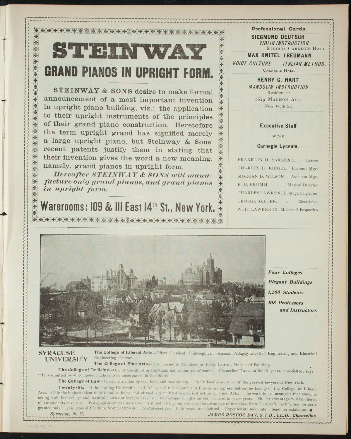 Amateur Comedy Club, April 14, 1898, program page 5