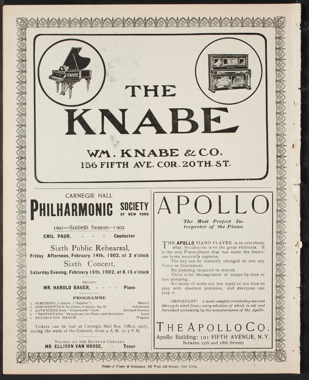 Lilli Lehmann, Johanna Gadski, Lillian Blauvelt, Sopranos, and Jan Kubelik, Violin, February 8, 1902, program page 10