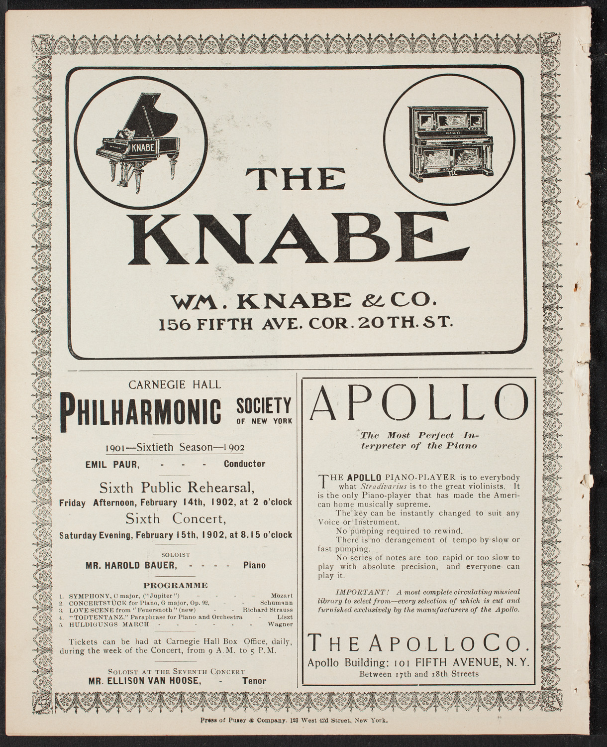 Lilli Lehmann, Johanna Gadski, Lillian Blauvelt, Sopranos, and Jan Kubelik, Violin, February 8, 1902, program page 10