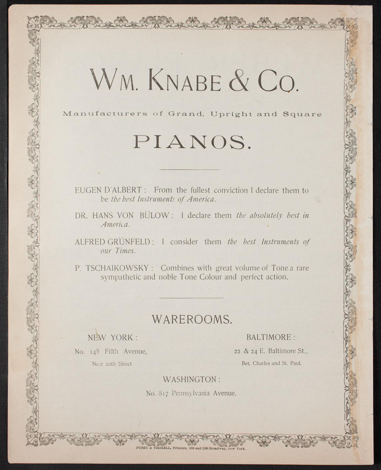 Damrosch Sunday Concert, December 18, 1892, program page 8