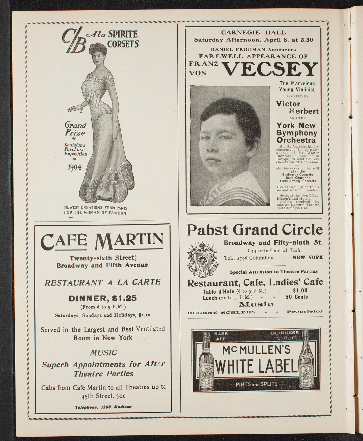 Ignacy Jan Paderewski, Piano, March 25, 1905, program page 8
