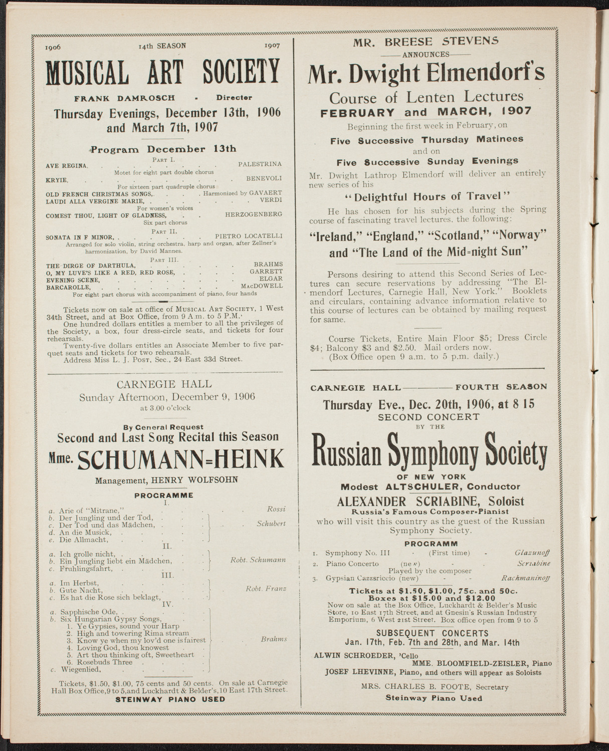 Boston Symphony Orchestra, December 6, 1906, program page 10