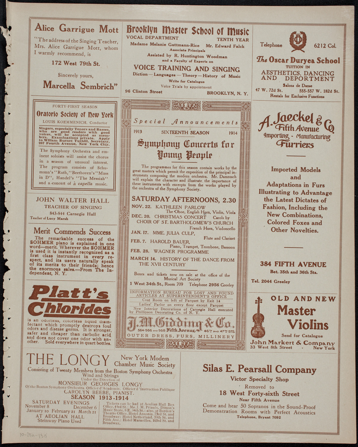 Geraldine Farrar, Soprano, October 25, 1913, program page 9