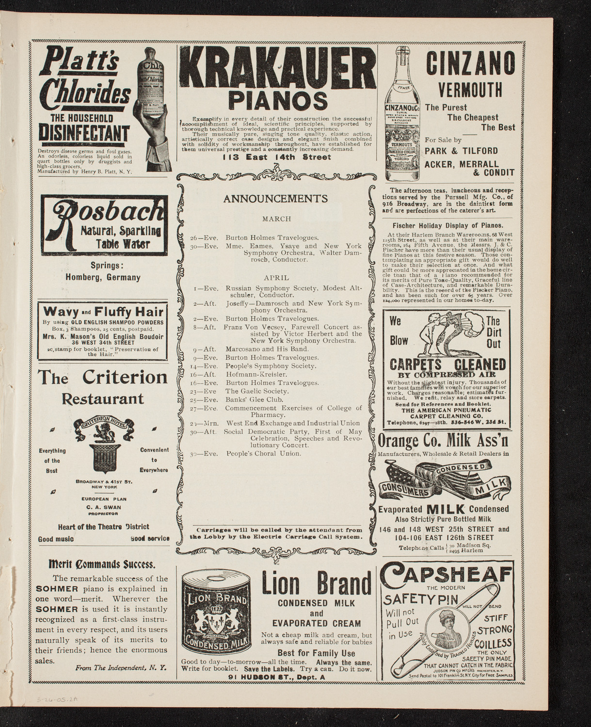Gunnar Wennerberg Memorial Chorus, March 26, 1905, program page 3