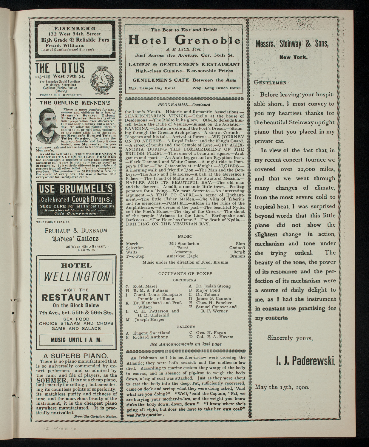 Lecture by Colonel E.A. Havers, December 4, 1902, program page 3