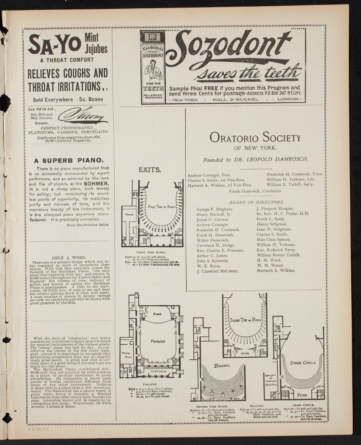 Paur Symphony Orchestra, March 11, 1899, program page 3