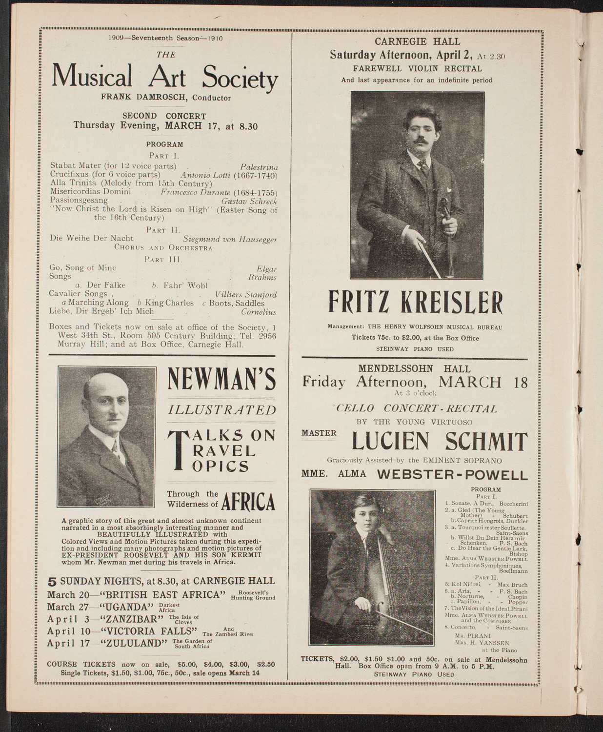 New York Philharmonic, March 10, 1910, program page 10