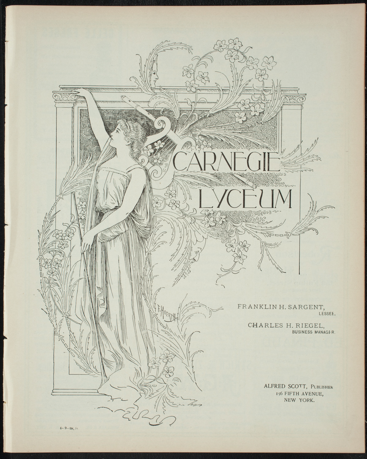 Comparative Literature Society Saturday Morning Conference, April 9, 1898, program page 1