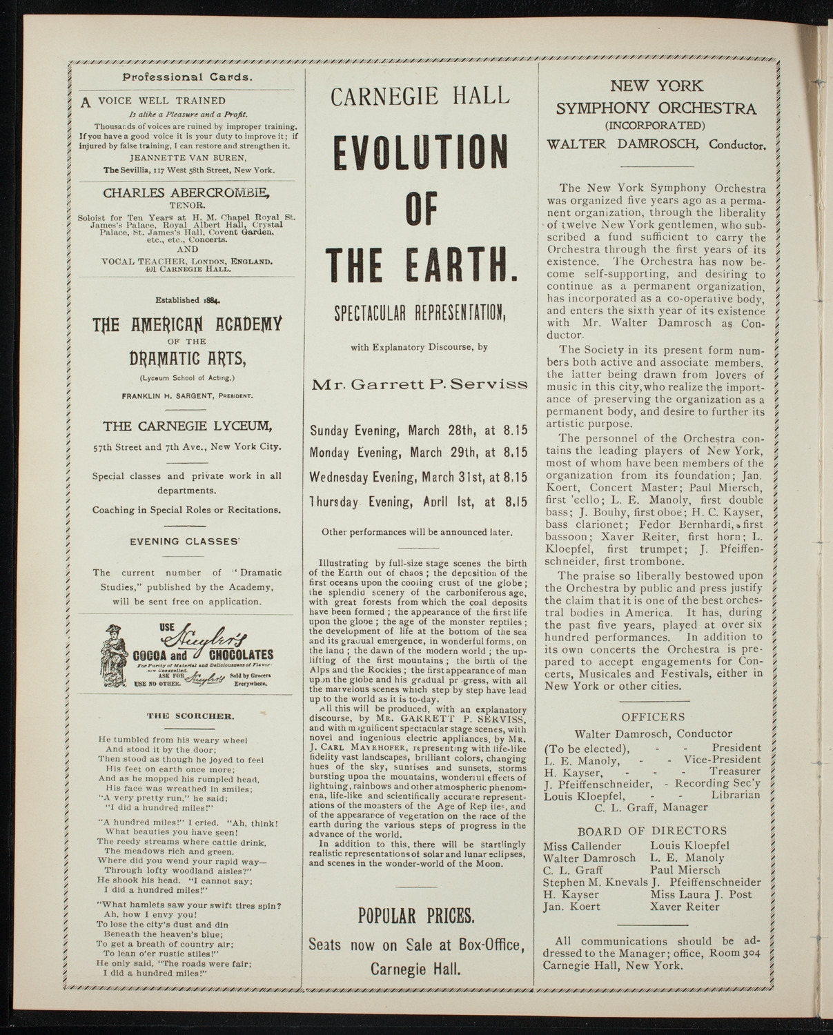 Illustrated Lecture: Evolution of the Earth, March 27, 1897, program page 2