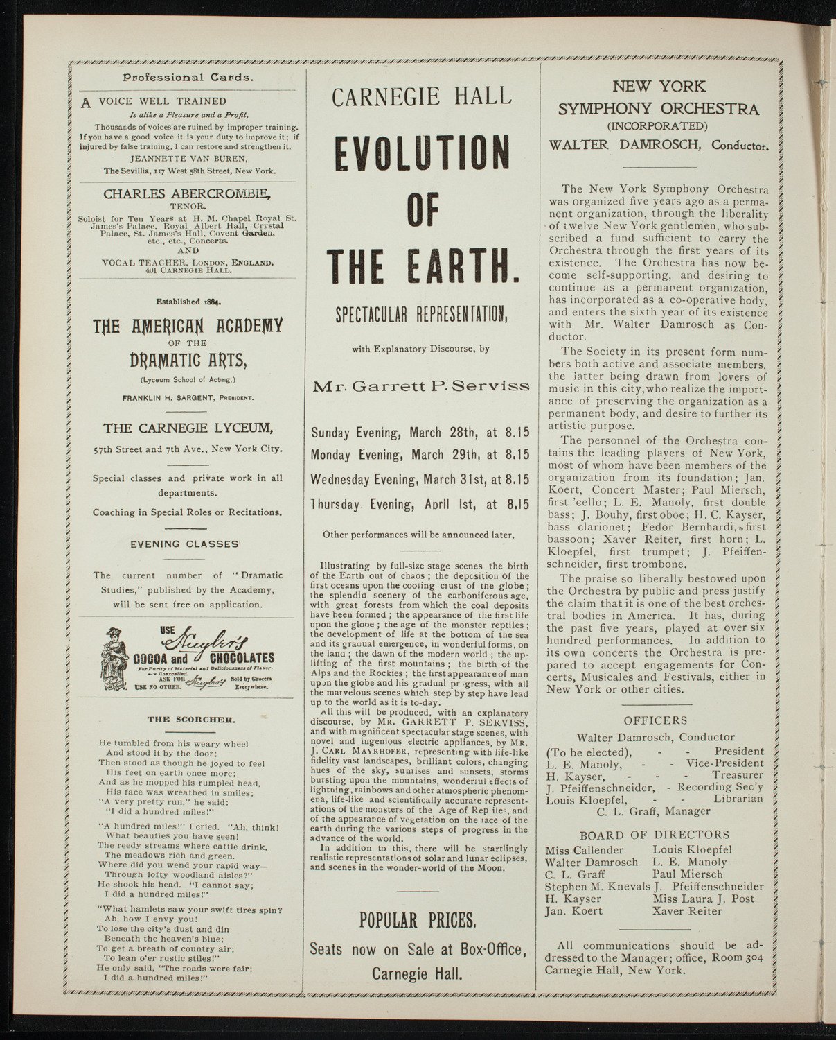 Illustrated Lecture: Evolution of the Earth, March 27, 1897, program page 2