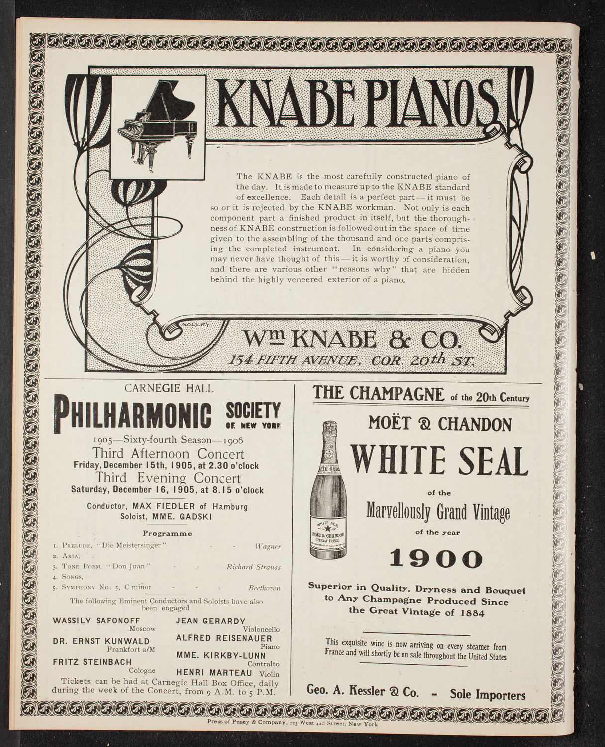Boston Symphony Orchestra, December 7, 1905, program page 12