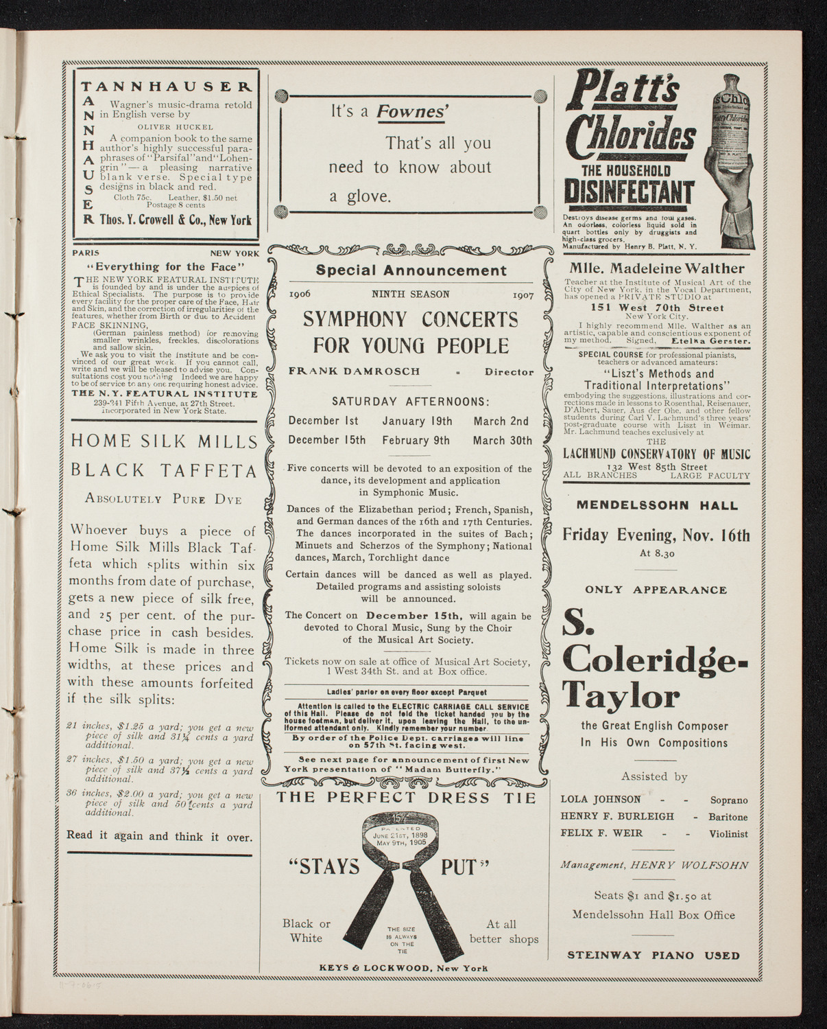 Moriz Rosenthal, Piano, with New York Symphony Orchestra, November 7, 1906, program page 9