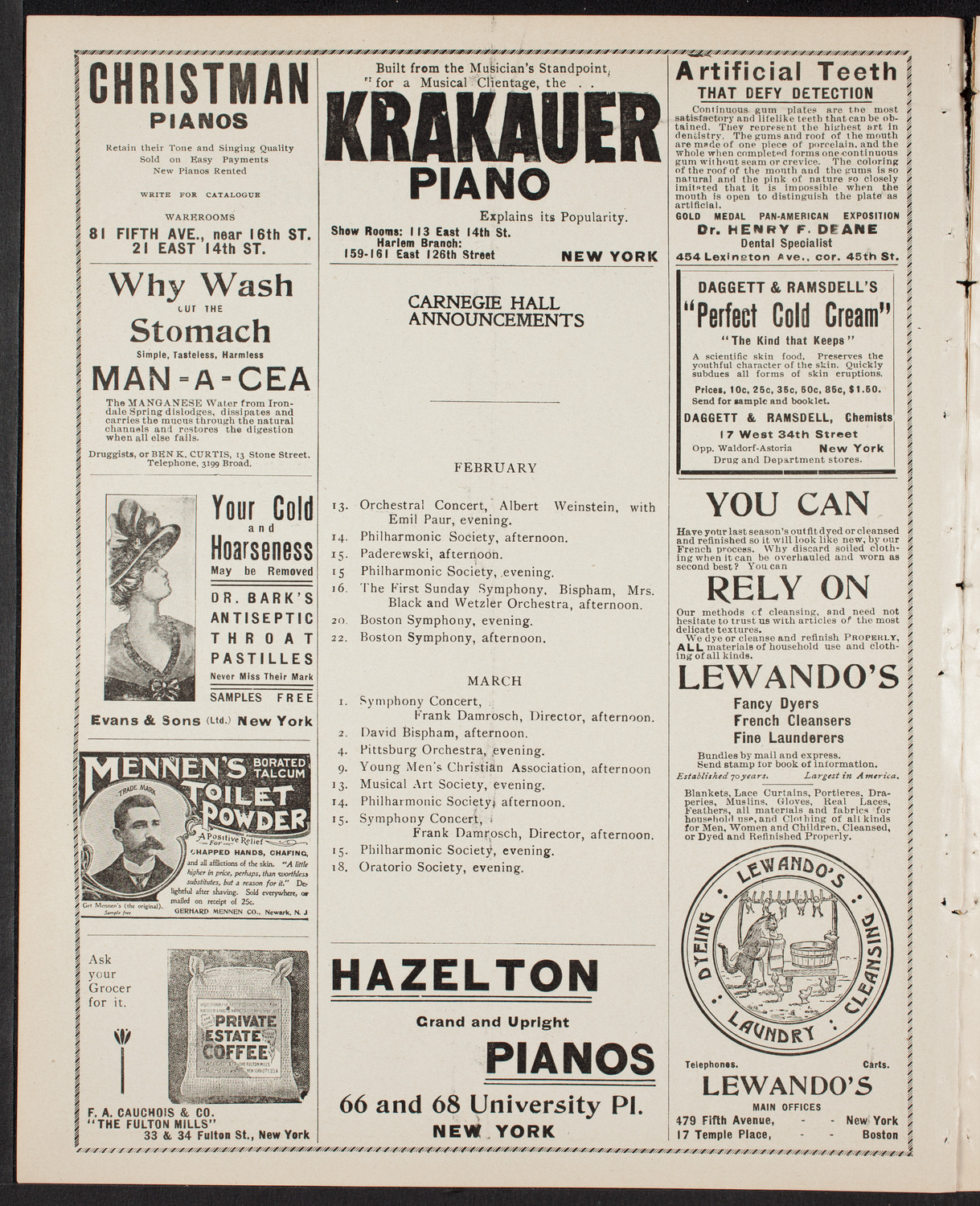 Fritz Kreisler, Violin, and Jean Gerardy, Cello, February 12, 1902, program page 2