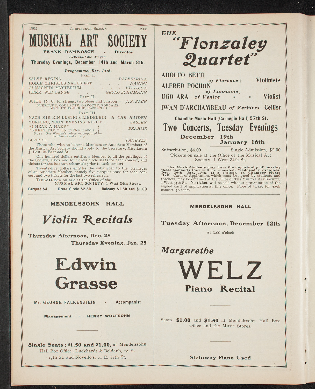 New York Symphony Orchestra, December 10, 1905, program page 10