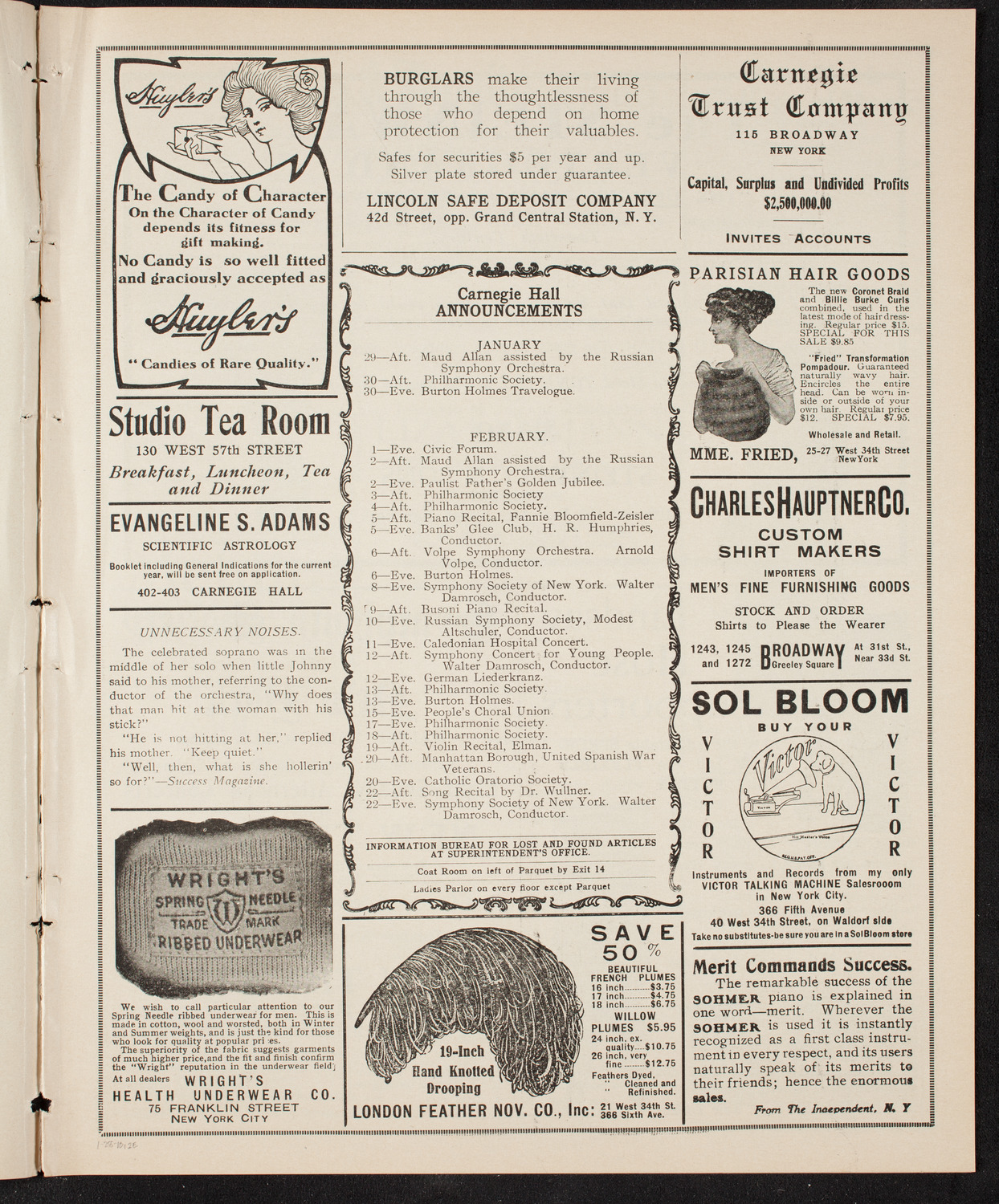Liza Lehmann, Composer and Pianist, January 28, 1910, program page 3