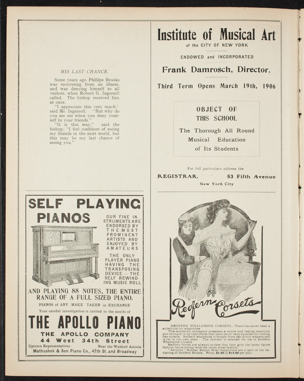 Young Men's Symphony Orchestra of New York, April 22, 1906, program page 2