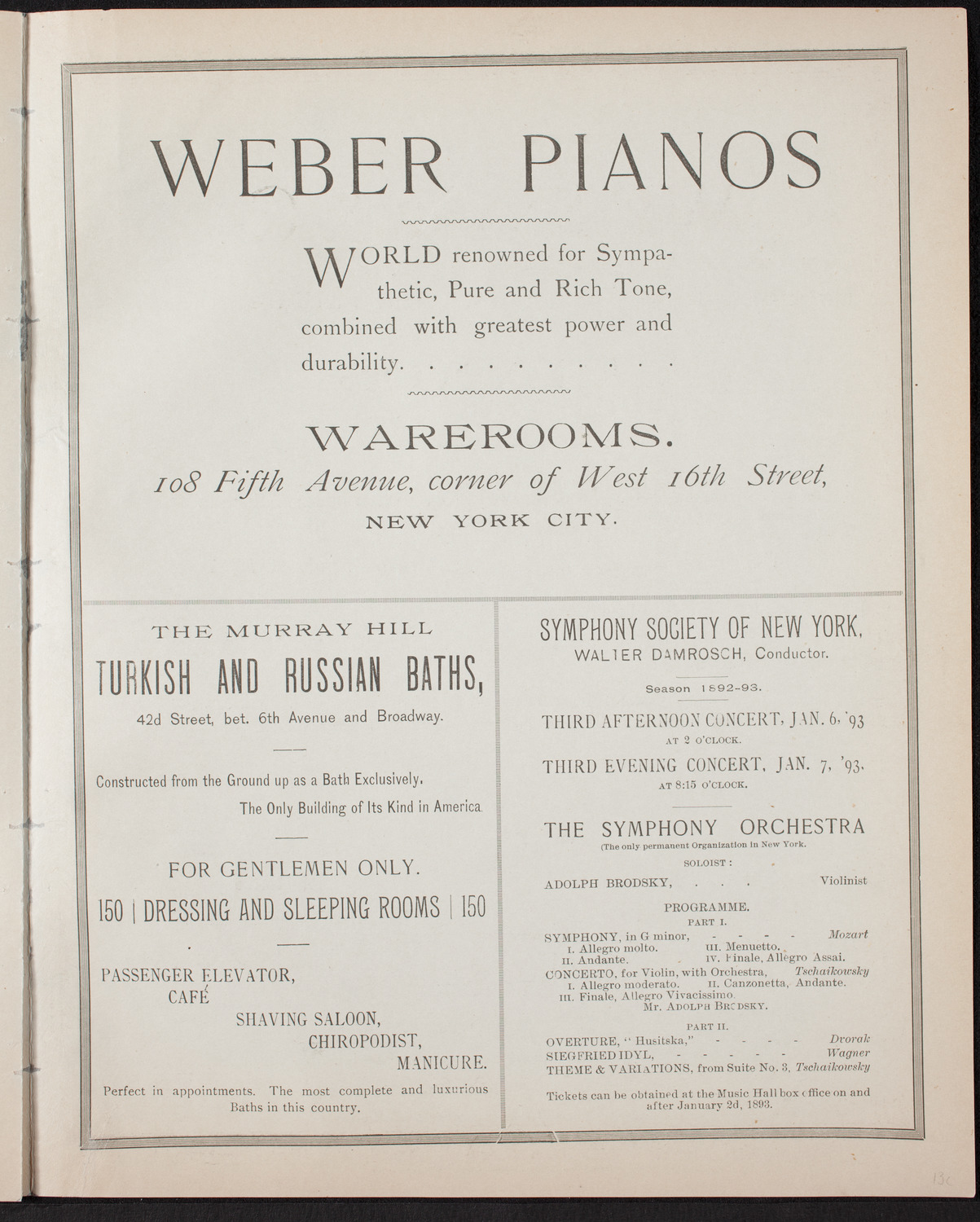 Damrosch Sunday Concert, December 25, 1892, program page 7