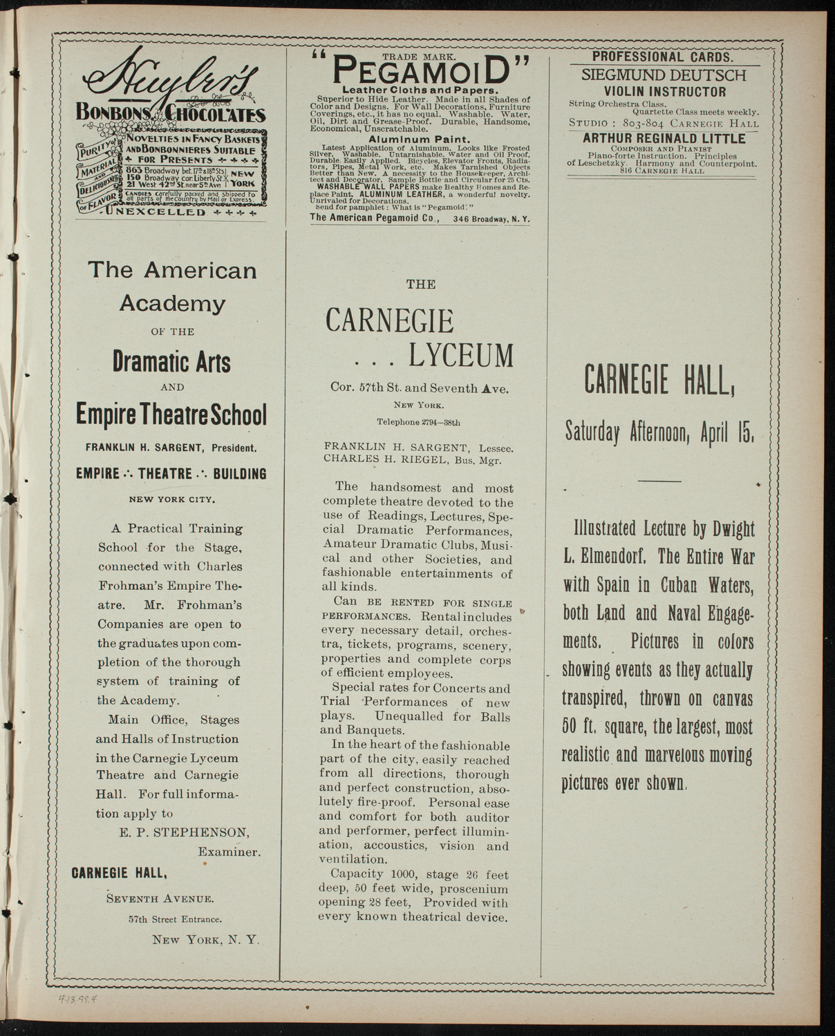 Alice in Wonderland, April 13, 1899, program page 7