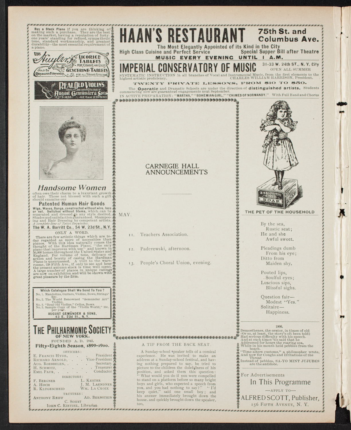 Concert by the People's Singing Classes and Orchestral Rehearsal of People's Choral Union, May 10, 1900, program page 2